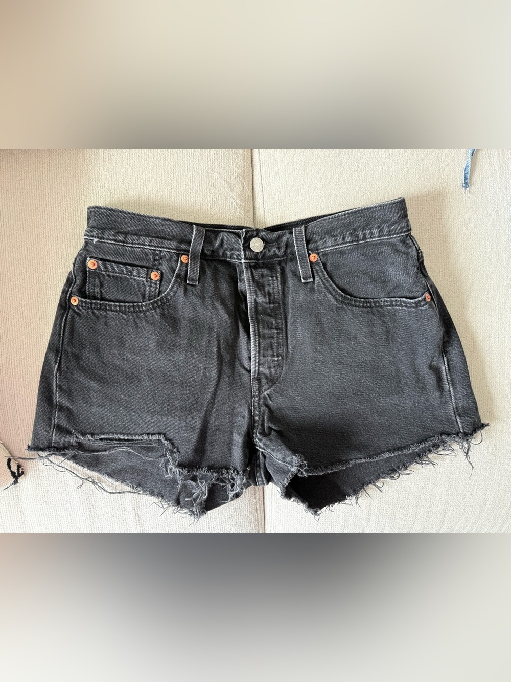 Women's Levi’s 501 Black Distressed Denim Cutoff Shorts